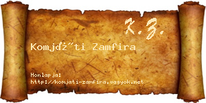 Komjáti Zamfira névjegykártya